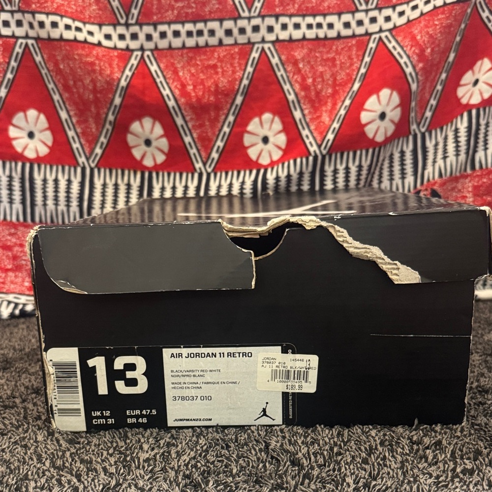 Jordan Retro 11 Bred 378037-010 Size 13 Men Preowned 2012